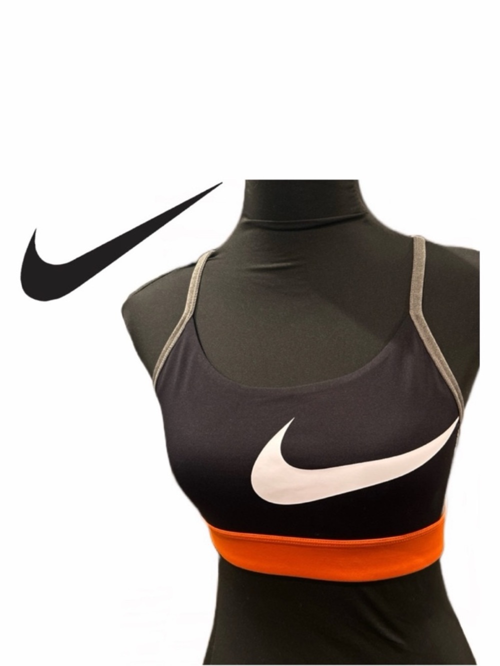 Nike dri-fit Pro Intertwist Epic Lux‎ Icon Sports Bra Black and Orange - Size M